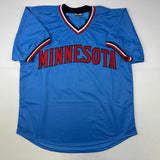 Camiseta de béisbol azul claro de Minnesota de Jim Kaat autografiada/firmada Beckett BAS COA