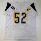 Autographed/Signed Khalil Mack Los Angeles LA White Football Jersey Beckett BAS COA