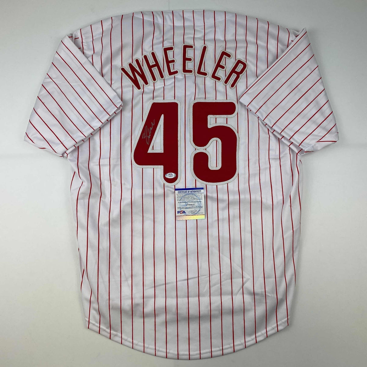 Autographed/Signed Zack Wheeler Philadelphia Pinstripe Baseball Jersey PSA/DNA COA