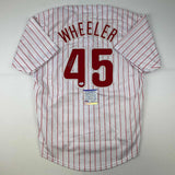 Autographed/Signed Zack Wheeler Philadelphia Pinstripe Baseball Jersey PSA/DNA COA