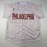 Autographed/Signed Zack Wheeler Philadelphia Pinstripe Baseball Jersey PSA/DNA COA