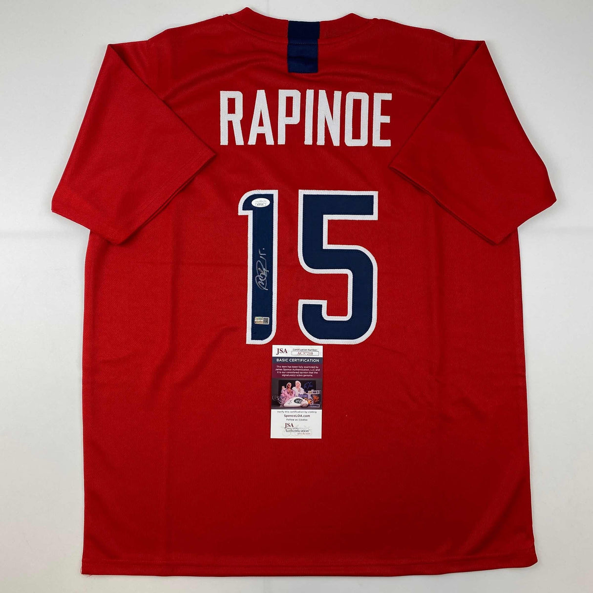 Camiseta roja de la selección de fútbol de Estados Unidos de Megan Rapinoe autografiada/firmada por JSA COA para la Copa del Mundo