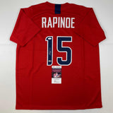 Camiseta roja de la selección de fútbol de Estados Unidos de Megan Rapinoe autografiada/firmada por JSA COA para la Copa del Mundo