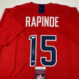 Camiseta roja de la selección de fútbol de Estados Unidos de Megan Rapinoe autografiada/firmada por JSA COA para la Copa del Mundo