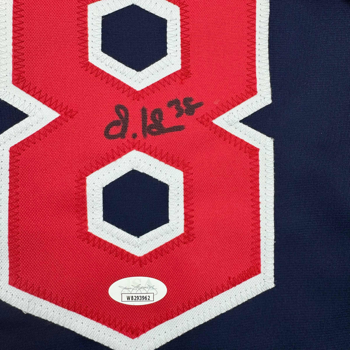 Camiseta de béisbol azul Cleveland de 35 x 39, enmarcada, autografiada y firmada por Steven Kwan (JSA COA)