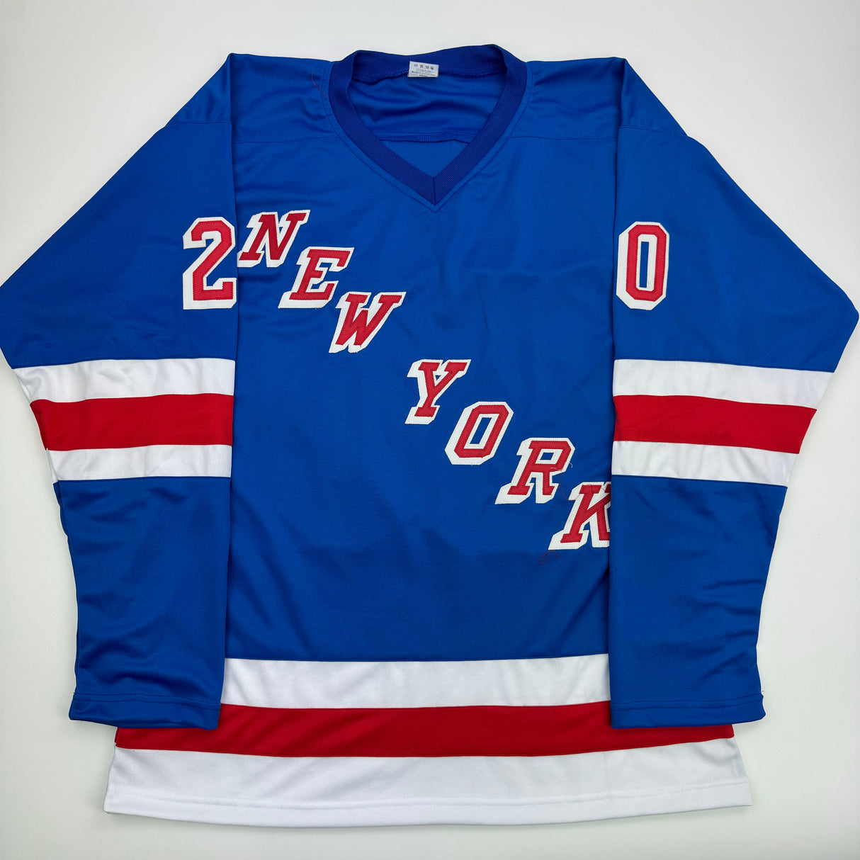 Camiseta de hockey azul de Nueva York autografiada/firmada de Chris Kreider Beckett BAS COA