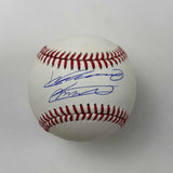 Autographed/Signed Vladimir Vlad Guerrero Jr. & Sr. Rawlings Official Major League Baseball ROML Beckett BAS COA