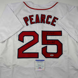 Camiseta de béisbol blanca de Boston, autografiada y firmada por Steve Pearce, número 18 de la Serie Mundial, MVP, PSA/CÓDIGO DE ADN