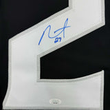 Framed Autographed/Signed Alec Martinez 35x39 Los Angeles LA Black Hockey Jersey JSA COA