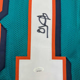 Camiseta de fútbol azul verdoso de Miami autografiada/firmada por OJ McDuffie (JSA COA)