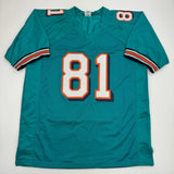 Camiseta de fútbol azul verdoso de Miami autografiada/firmada por OJ McDuffie (JSA COA)