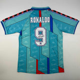 Autographed/Signed Ronaldo Nazario FC Barcelona 1996-97 Teal Soccer Jersey Beckett BAS COA