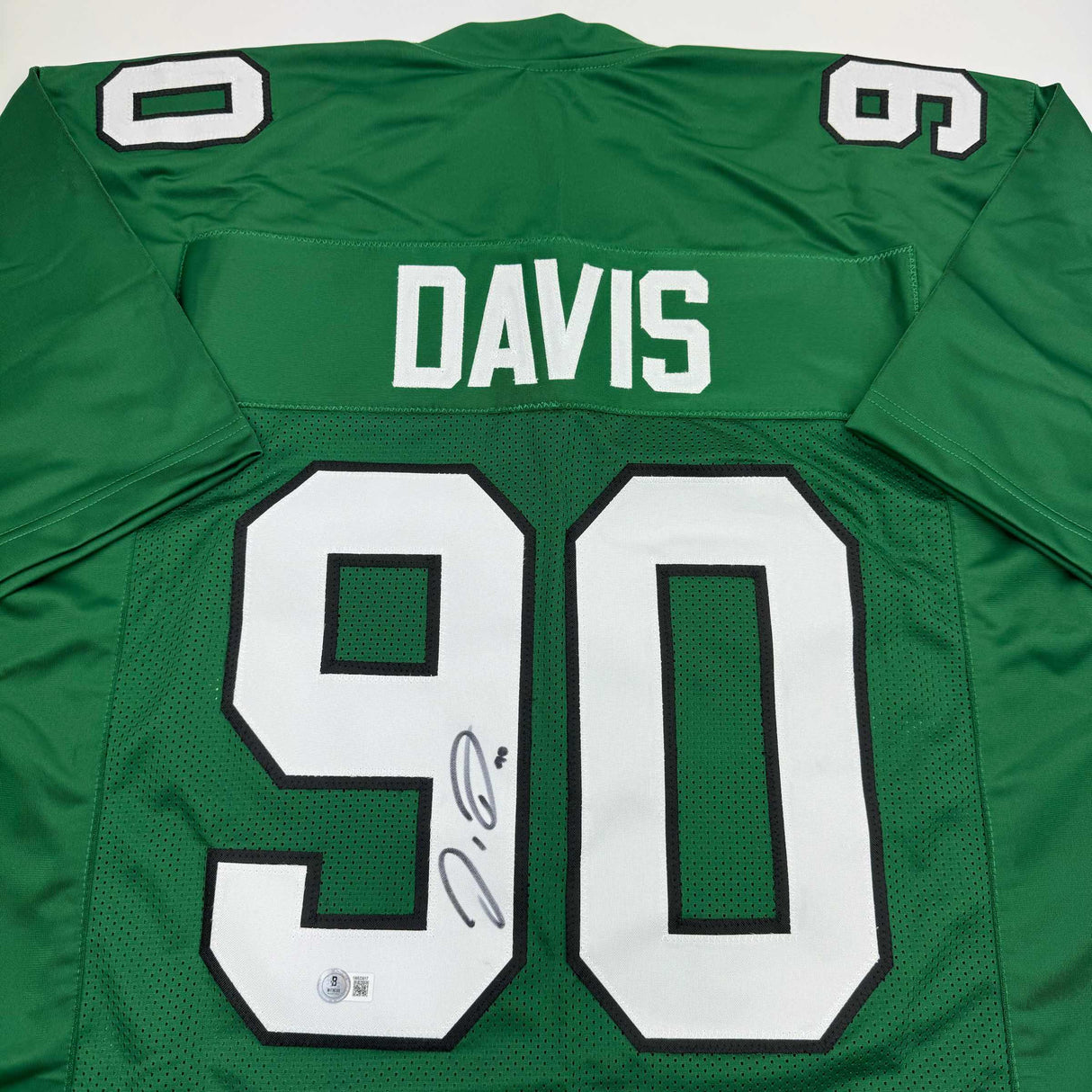 Autographed/Signed Jordan Davis Philadelphia Kelly Green Football Jersey Beckett BAS COA