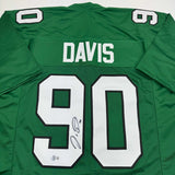 Autographed/Signed Jordan Davis Philadelphia Kelly Green Football Jersey Beckett BAS COA