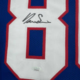Framed Autographed/Signed Darius Slayton 35x39 New York Retro Blue Football Jersey JSA COA