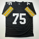 Autographed/Signed Mean Joe Greene HOF 87 Pittsburgh Black Football Jersey JSA COA