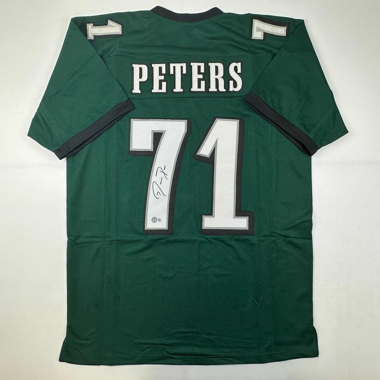 Camiseta de fútbol verde de Filadelfia autografiada/firmada por Jason Peters Beckett BAS COA
