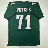 Camiseta de fútbol verde de Filadelfia autografiada/firmada por Jason Peters Beckett BAS COA