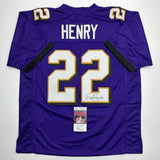 Autographed/Signed Derrick Henry Baltimore Purple Football Jersey JSA COA