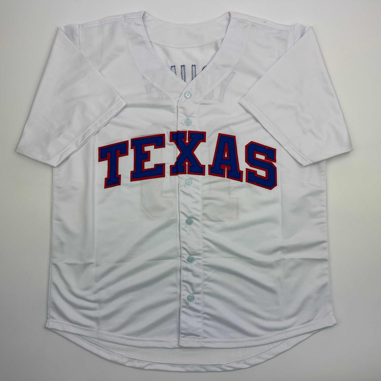 Camiseta de béisbol blanca de Michael Young Texas autografiada/firmada JSA COA