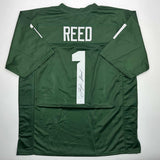 Autographed/Signed Jayden Reed Michigan State Green College Football Jersey JSA COA