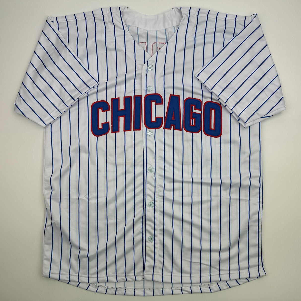 Camiseta de béisbol a rayas de Chicago de Joe Maddon autografiada/firmada JSA COA