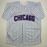Camiseta de béisbol a rayas de Chicago de Joe Maddon autografiada/firmada JSA COA