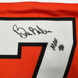 Camiseta de hockey naranja autografiada/firmada de Bill Barber, miembro del Salón de la Fama de los 90, Filadelfia, Beckett BAS COA