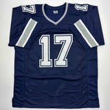Camiseta de fútbol azul de Dallas de Brandon Aubrey autografiada/firmada Beckett BAS COA