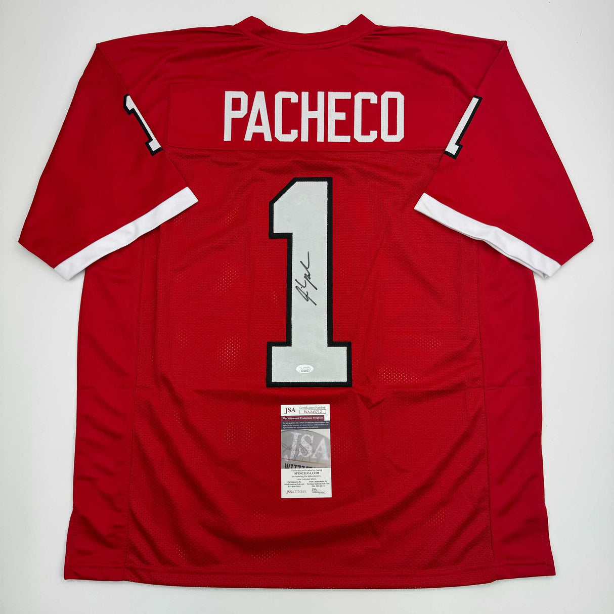 Autographed/Signed Isiah Pacheco Rutgers Red College Football Jersey JSA COA