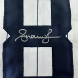 Camiseta de béisbol a rayas de Nueva York autografiada/firmada por Andruw Jones (JSA COA)