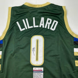 Autographed/Signed Damian Lillard Milwaukee Green Basketball Jersey JSA COA
