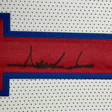 Framed Autographed/Signed Isiah Thomas 35x39 Detroit White Basketball Jersey Beckett BAS COA