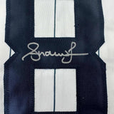 Framed Autographed/Signed Andruw Jones 35x39 New York Pinstripe Baseball Jersey JSA COA