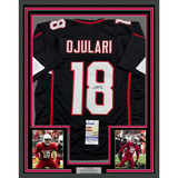 Camiseta de fútbol americano negra de Arizona, enmarcada, autografiada y firmada por BJ Ojulari, 35 x 39, JSA COA
