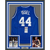 Camiseta de baloncesto universitaria enmarcada, autografiada y firmada por Dan Issel, 35 x 39, color azul Kentucky, JSA COA