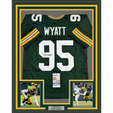 Framed Autographed/Signed Devonte Wyatt 35x39 Green Bay Green Football Jersey JSA COA