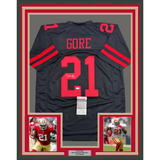 Framed Autographed/Signed Frank Gore 35x39 San Francisco Black Football Jersey Beckett BAS COA