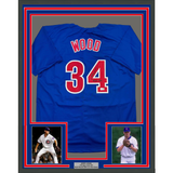 Camiseta de béisbol enmarcada, autografiada y firmada por Kerry Wood, 98 ROY, 35 x 39, azul Chicago, Beckett BAS COA