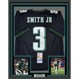 Framed Autographed/Signed Nolan Smith Jr. 35x39 Philadelphia Black Football Jersey JSA COA