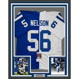Framed Autographed/Signed Quenton Nelson 35x39 Indianapolis Blue/White Split Football Jersey JSA COA