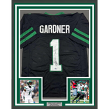 Framed Autographed/Signed Ahmad Sauce Gardner 35x39 New York Black Football Jersey Beckett BAS COA #2