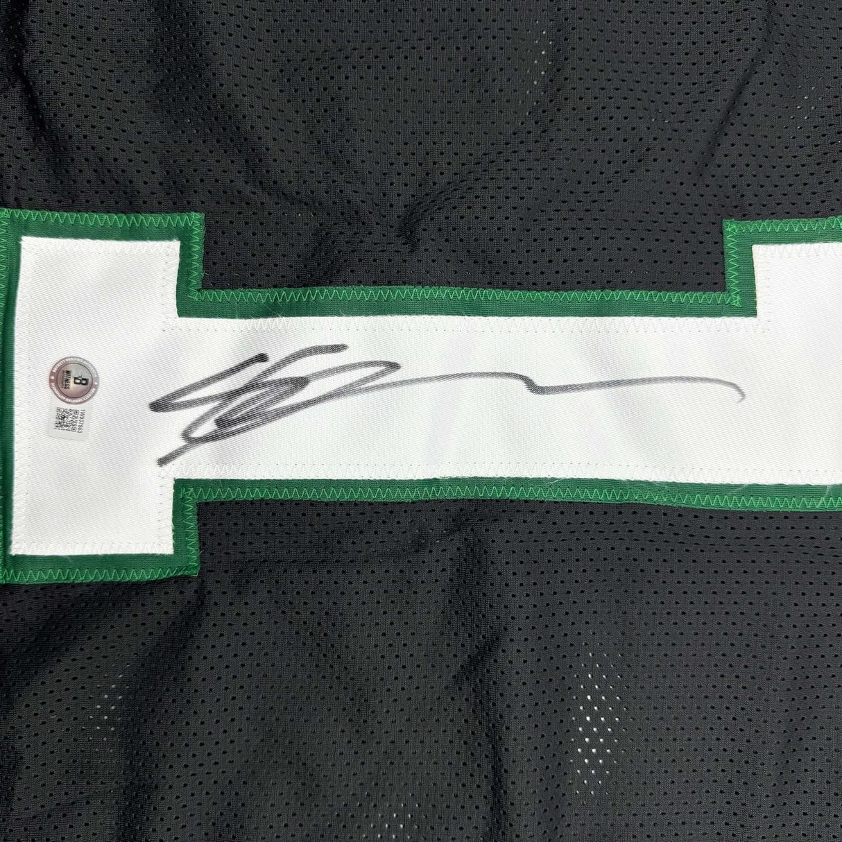 Framed Autographed/Signed Ahmad Sauce Gardner 35x39 New York Black Football Jersey Beckett BAS COA #2