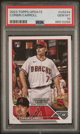 Tarjeta de béisbol de novato Corbin Carroll #US244 con calificación Topps Update 2023, PSA 10 Gem Mint