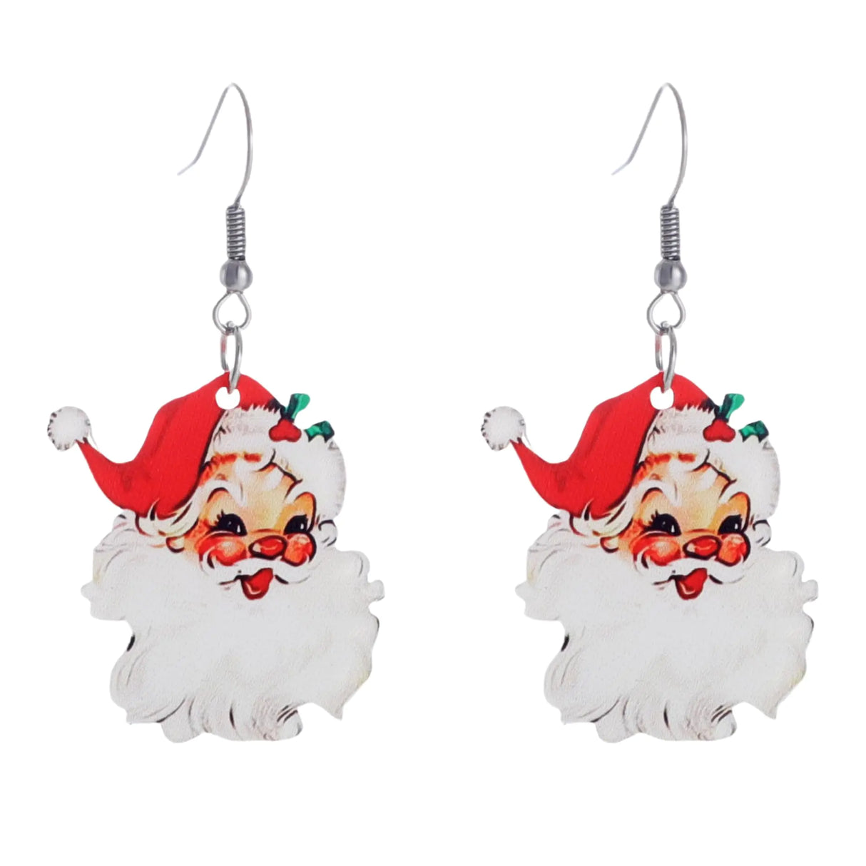 Vintage Santa Earrings Fun Cute Acrylic Santa Earrings Dwarf Earrings Snowman Earrings Christmas Tree Red Wine Glass Earrings Geometric Square Earrings Christmas Party Womens Jewelry (Santa Claus) - Lootquake