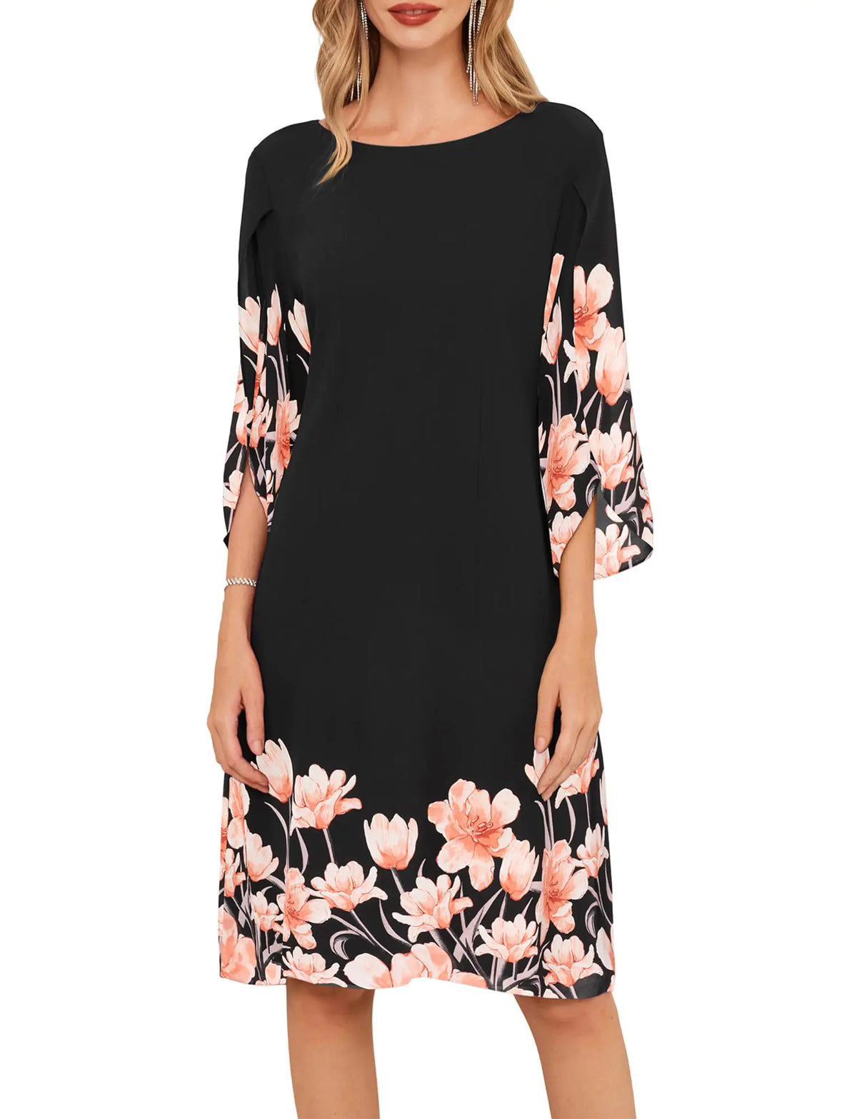GRACE KARIN Elegant Women Dresses Summer 2024 Formal Dresses Black-Pink Flower 12 - Lootquake