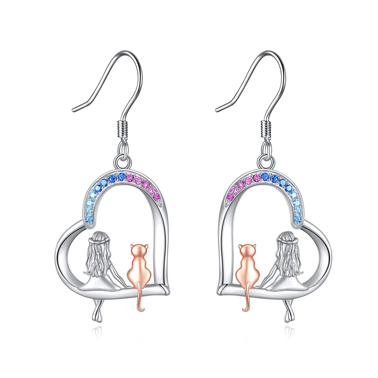 Cat Earrings 925 Sterling Silver Cat Drop Dangle Earrings Jewelry for Women (cat earrings) - Lootquake