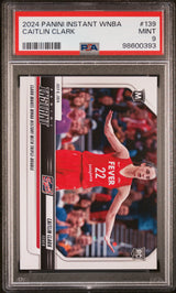 Tarjeta de baloncesto RC de Caitlin Clark #139, primera novata con triple doble, Panini Instant WNBA, clasificada en 2024, PSA 9 Mint