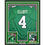 Camiseta de fútbol americano enmarcada, autografiada y firmada por Jake Elliott, 35 x 39, Philadelphia Kelly Green, Beckett BAS COA