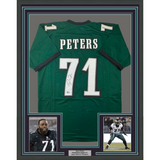 Camiseta de fútbol verde de los Philadelphia Eagles, enmarcada, autografiada y firmada por Jason Peters, 35 x 39, JSA COA